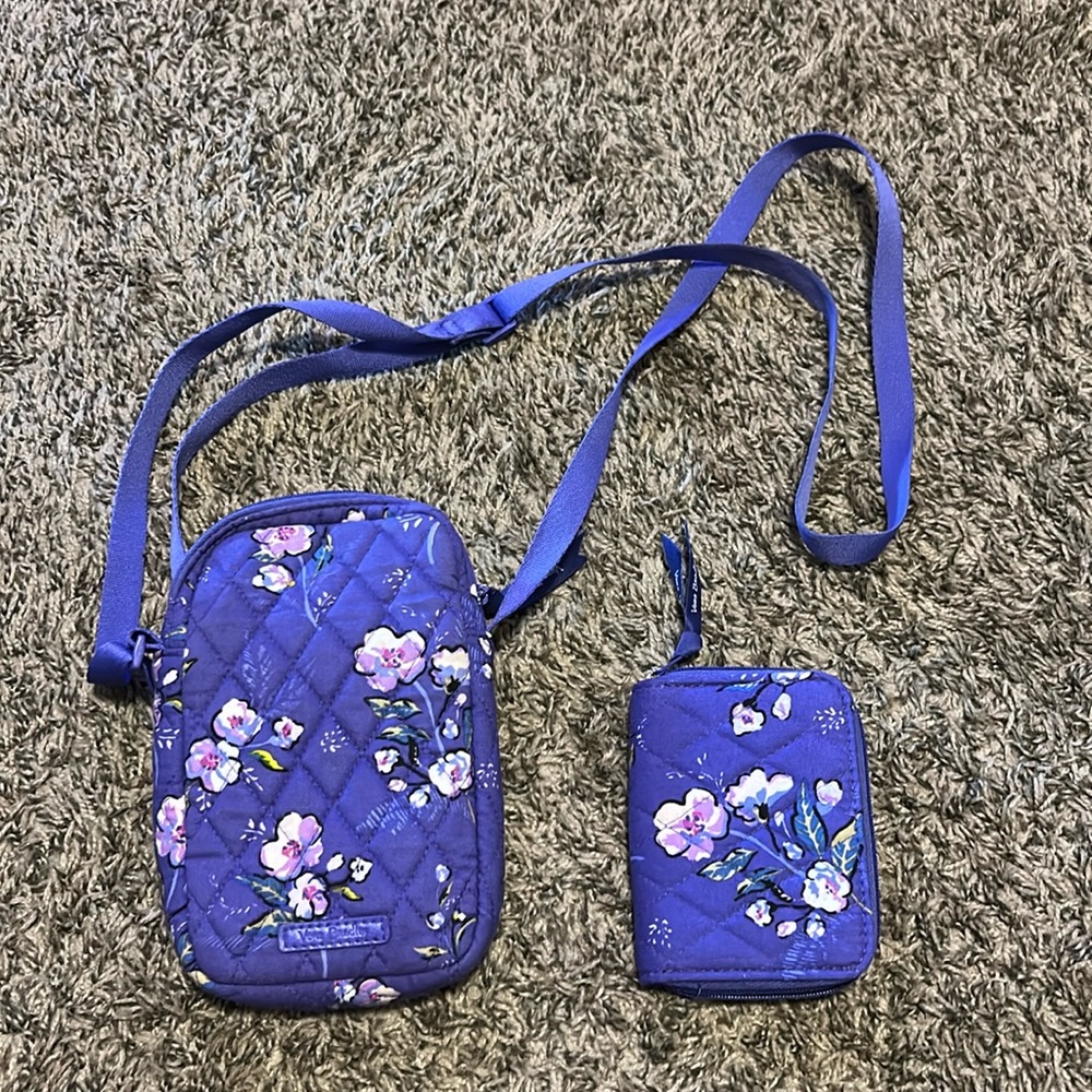 Vera Bradley Crossbody Bag Womens Small Quilted Floral Purse Adj. Strap w/Wallet